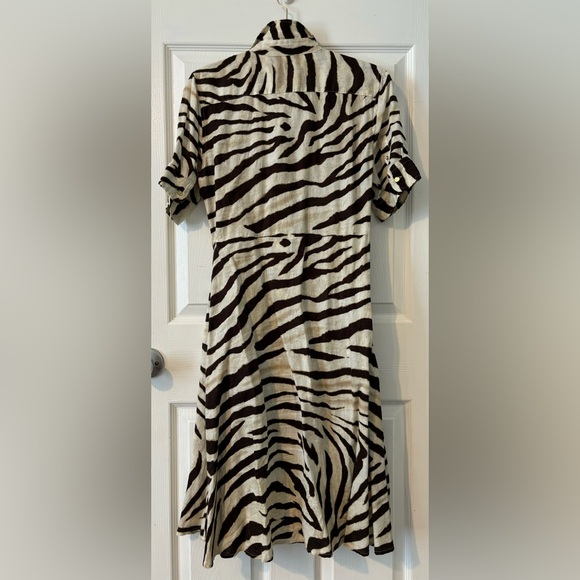Lauren Ralph Lauren 100% Linen Zebra Print Tie-Waist size 4 Dress - Picture 4 of 4